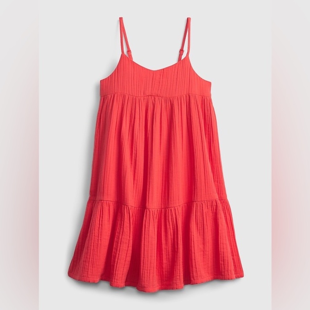 GAP Kids Coral Tiered Sundress with Adjustable Spaghetti Straps